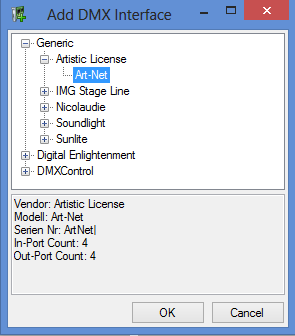 Picture 4: Adding the ArtNet Interface DMXControl 3
